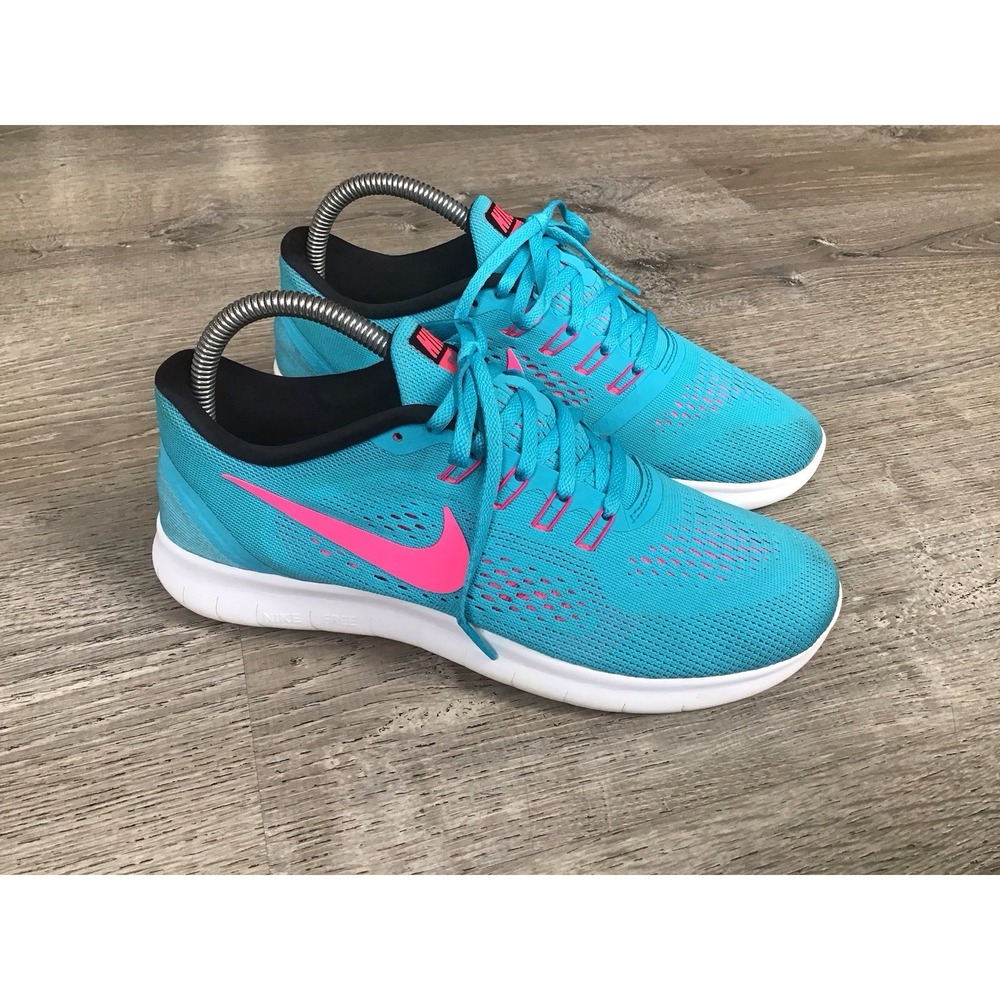 Nike Womens Size 8 Free Rn Shoes Running Sneakers Blue Mesh Low Top 831509-401